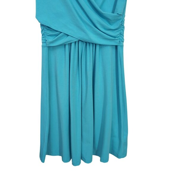 Lands End Wrap Front Dress Womens S Blue Sleeveless Stretch Career Day Out - Picture 4 of 9